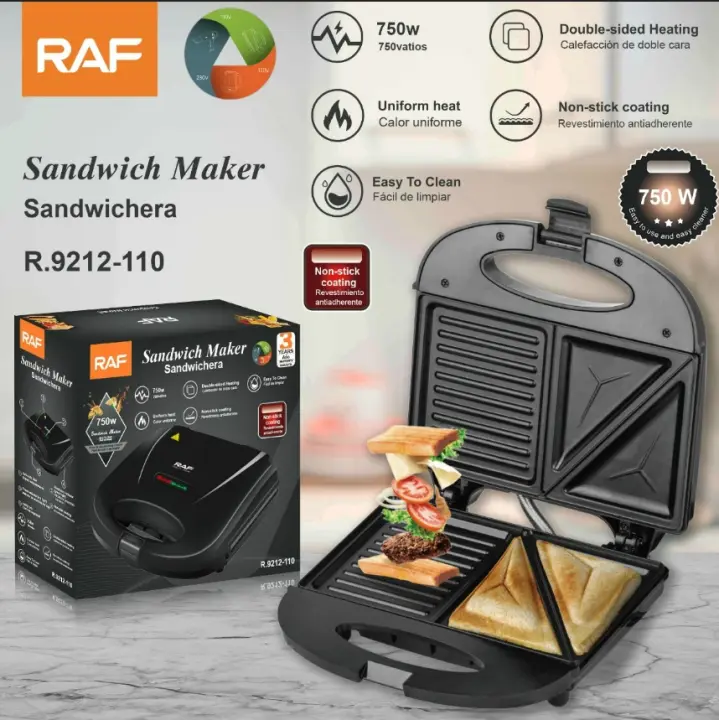 Tostadora de desayuno multifunción para pasteles domésticos, dos en uno, con barra triangular, estándar europeo y americano de la RAF - 1