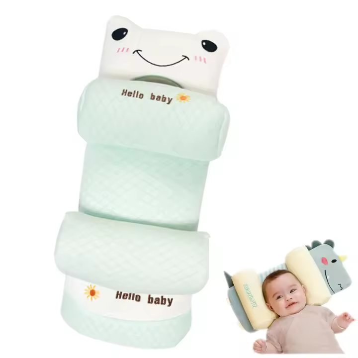 Almohada Moldeadora de Cabeza para Bebé - Suave y Transpirable, Ajustable para Niños Pequeños de 0 a 3 Años (Verde) - 1