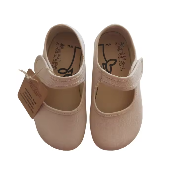 Batilas Merceditas Niña Piedra Beige Respetuoso Barefoot Vestir Fabricacion Española Lona Primavera Verano - 1