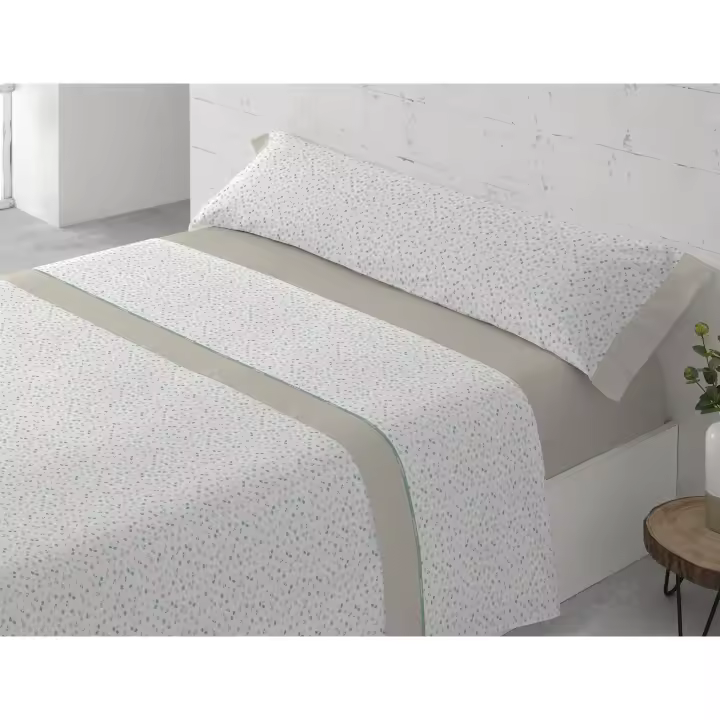 Juego de sábanas algodón PADUANA LUZ. Con tratamiento anti piling. Algodón de la máxima calidad. Formado por sábana bajera, encimera y funda/s de almohada. - 1