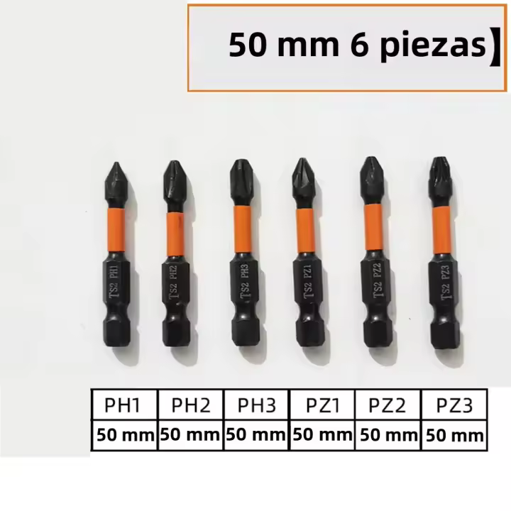 Juego De 6 Piezas De Puntas De Encendedor Magnéticas PH1 PH2 PH3 PZ1 PZ2 PZ3 Con Portabrocas Hexagonal Para Herramientas Manuales - 1