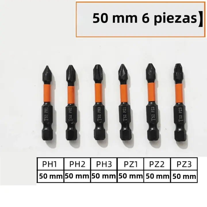 Juego De 6 Piezas De Puntas De Encendedor Magnéticas PH1 PH2 PH3 PZ1 PZ2 PZ3 Con Portabrocas Hexagonal Para Herramientas Manuales - 1