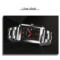 Reloj De Pulsera De Cuarzo Para Hombre Estilo Fashion Y Casual Material De Correa De Cuero Y Acero Inoxidable Rectangular Reloj De Mano Luminosa Fecha Completa Resistente Al Agua - details 9