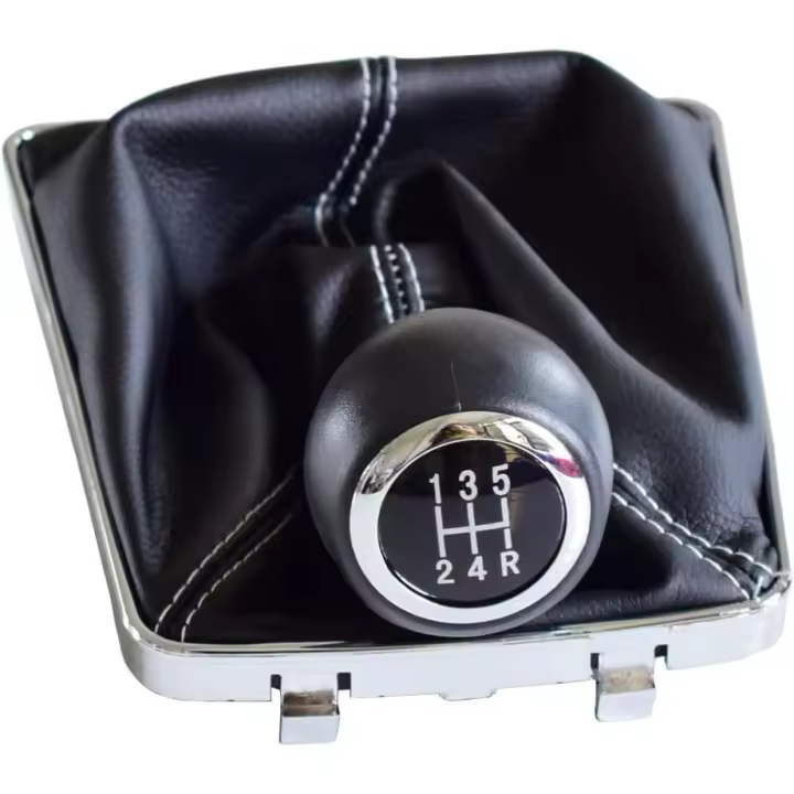 Pomo de palanca de cambios con funda de cuero para Opel Astra III H 1.6 2004 2005 2006 2007 2008 2009 2010 (5-R blanco) - 1