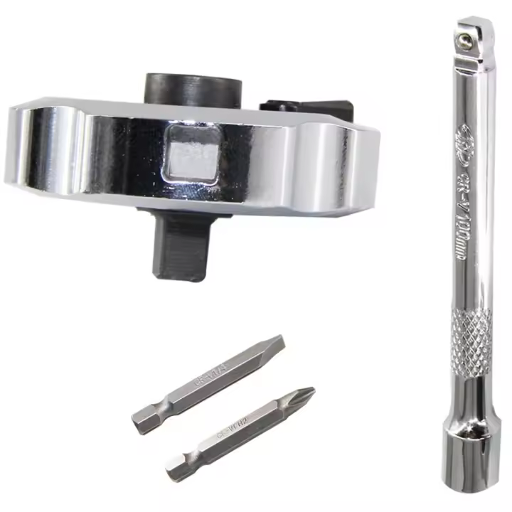 Macwork 4pcs/Set 2-en-1 Llave De Dedo Ratcheteada Y Extensión De Cabeza De Bola Con Dos Piezas De Puntas De Destornillador De Acero Al Carbono Herramienta Multifuncional De 1/4 Pulgada - 1