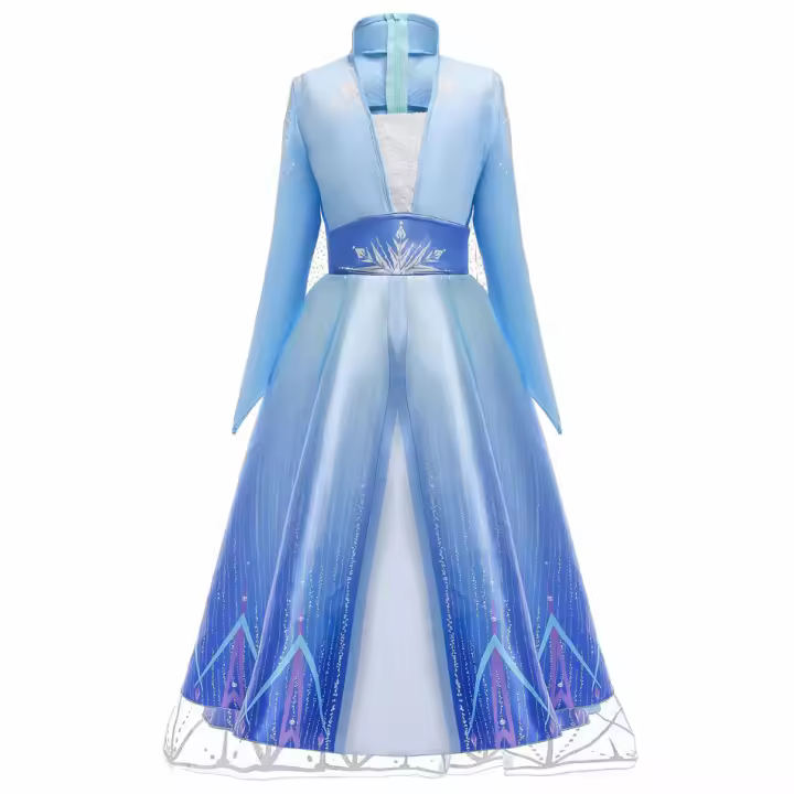 Vestido De Princesa Elsa 2 Para Niñas Disfraz De La Reina De La Nieve Vestido De Carnaval De Lujo Talla A-Line Con Aplicaciones De Poliéster Para Edad 7-13 - 1