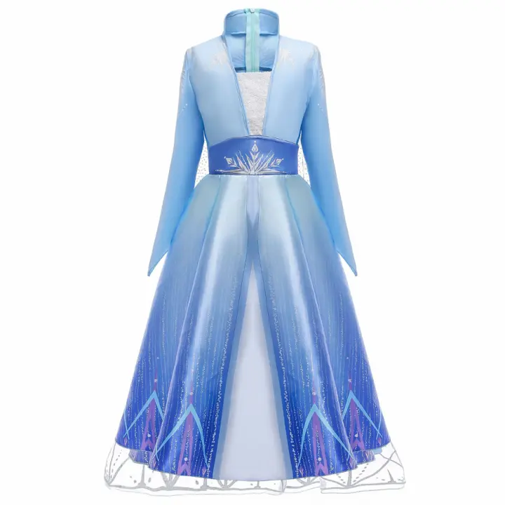 Vestido De Princesa Elsa 2 Para Niñas Disfraz De La Reina De La Nieve Vestido De Carnaval De Lujo Talla A-Line Con Aplicaciones De Poliéster Para Edad 7-13 - 1
