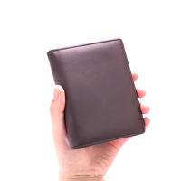 Cartera De Cuero Genuino Para Hombres Organizadora Vertical Tres Plegables Portatarjetas Antirrobo Con Cremallera Monedero - details 7