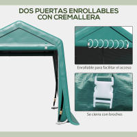 Outsunny Carpa de Jardín Exterior para Herramientas Bicicletas 2,4x2x2 m Cobertizo Exterior con 2 Puertas con Cremallera Impermeable Anti-UV Carpa para Jardín Verde - details 1