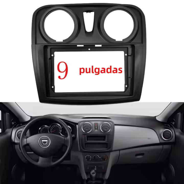 Fascia Para Radio De Coche 2 Din 9 Pulgadas Para Dacia Sandero Symbol Stepway 2014+ Marco De Instalación Para Pantalla Multimedia DVD GPS MP5 - 1