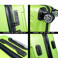 DreamTravel Juego de 3 Maletas con Letras Brillantes (20"+24"+28") - Set de Equipaje Rígido en 7 Colores Vivos (Verde/Negro/Gris/Celeste/Verde Militar/Oro Rosa/Rosa) | Maletas con Ruedas 360° Silenciosas, Cerradura TSA, Ligero para Viajes/Vacaciones - details 2