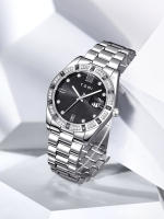 TOMI 4PCS Reloj De Negocios Para Hombre Lujo Con Caja De Regalo Caja De Diamante Calendar Correa De Acero Inoxidable Reloj De Cuarzo - details 3