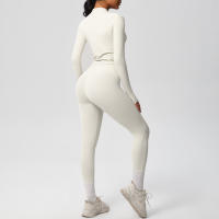 SSITO Traje de Yoga de 2 UDS., Conjunto Deportivo de Gimnasio para Mujer, chándales para correr con Cremallera, ropa Deportiva de entrenamiento, Camisa Deportiva Larga de manga, ropa de Yoga - details 24