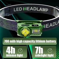 Linterna Frontal LED Recargable Con Inducción Ultra Brillante XPE+COB Soporte De Luz Blanca Y Roja Ultra Ligera Para Pesca Y Camping - details 0