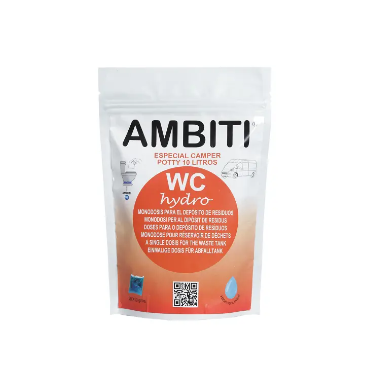 Ambiti Hydro Camper  Monodosis Hidrosolubles para Inodoros Portátiles  Descomposición y Eliminación de Residuos  Fragancia Piña Colada  20 Dosis de 10g  Mantén tu Camper Fresco y Libre de Olores Desagradables con este Aditivo Biodegradable - 1