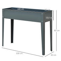 Outsunny Jardinera Elevada Cama de Jardín Elevada Rectangular Mesa de Cultivo para Plantas Verduras y Flores con 3 Orificios de Drenaje 100x30x80 cm Gris - details 2