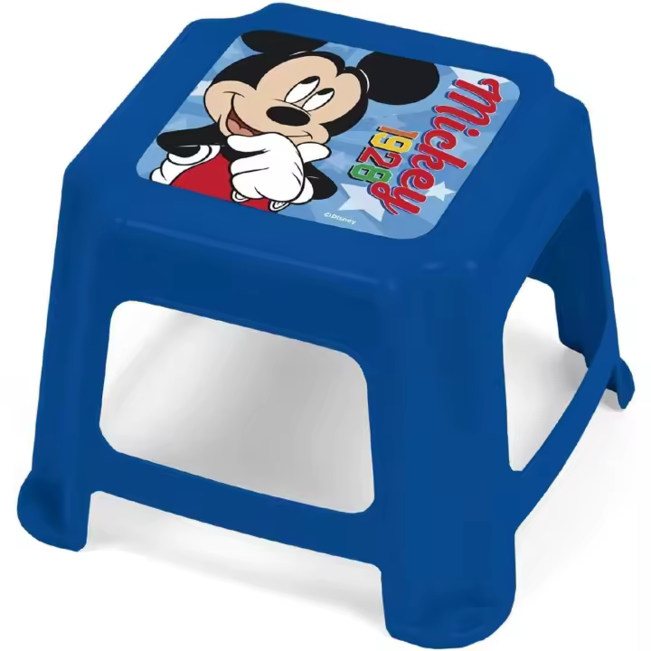 Arditex - Taburete bajo infantil apilable con dibujo MICKEY con asiento acolchado y con medidas de 27x27x21cm apto para baño, cocina, habitación, para interior o exterior - 1