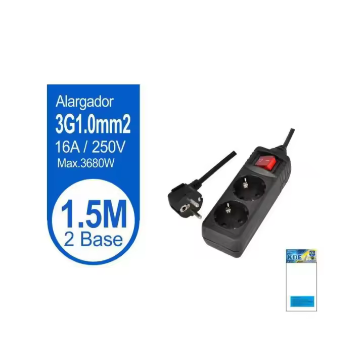 KDE REGLETA DE ENCHUFES CON INTERRUPTOR 1.5M NEGRO - 1