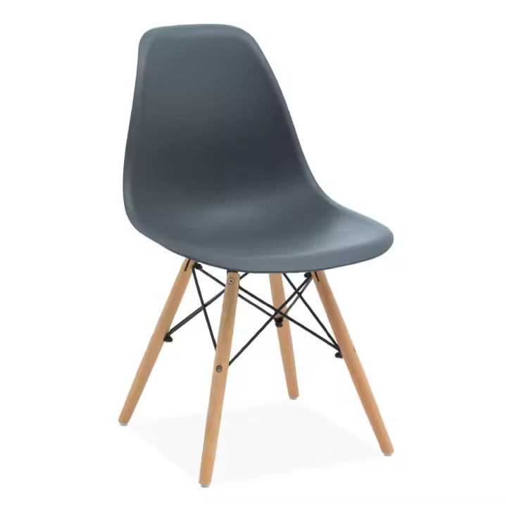Silla TOWER PP, madera, polipropileno gris oscuro - 1