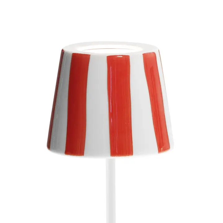 Lámpara de Mesa LED Poldina Lido de Rayas Rojas, recargable y regulable con duración de agua de hasta 12 Horas. Para uso exterior IP65 - 1