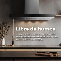 Campana Extractora Decorativa EVVO CE36, 90 cm, Inox, 650 m³/h, 3 Velocidades, Energía A - details 1