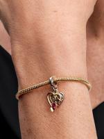 Pandora - Charm Doble Colgante de corazón y Flecha grabable - Plata de Lei, Baño de Oro de 14 K - details 0