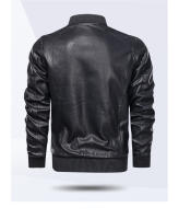 Chaqueta De Cuero Para Hombre Estilo Motociclista Primavera Y Otoño Cuello Americano Color Bloqueado Casual Chaqueta De PU - details 8