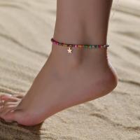 Anklet Bohemio Colorido Con Pendiente De Amor De Granos De Arroz Para Mujeres Material De Aleación De Hierro Y Resina - details 5