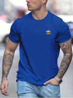 Camiseta De Algodón 100% Para Hombre Verano Estampado De Corona KING Cuello Redondo Manga Corta Casual Cómoda Transpirable - details 7