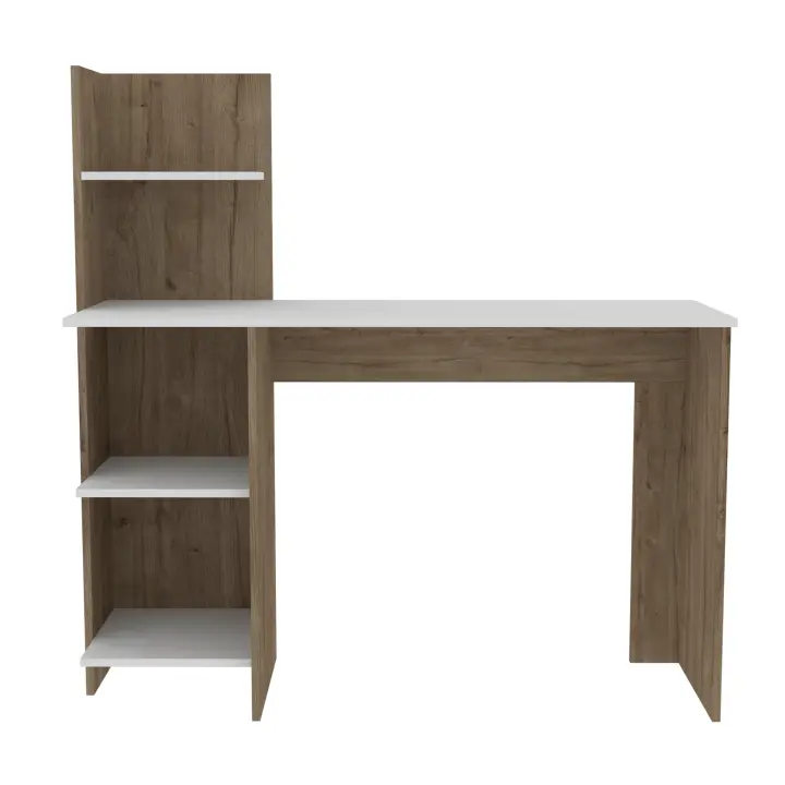 TUHOME Mesa de Escritorio Vilna 120, con estantería, Duna / Blanco Madera manufacturada  Oficina-Mesas - 1