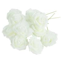 25Pc Rosas Artificiales Blancas Para Decoración De Boda Y Fiesta Flores Falsas Con Tallo Para Arreglo De Novia Y Decoración De Hogar Y Jardín - details 3