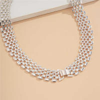 Collar De Cadena Gruesa Cubana Exagerada Para Mujeres Y Hombres Color Plata De Alta Calidad Joyería De Cuello Estilo Steampunk - details 7