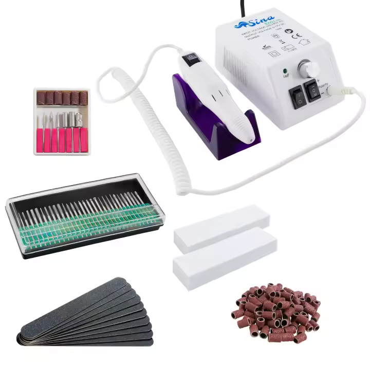 SINA Torno Manicura Pedicura Profesional Blanco con Accesorios Nail Art Nuevo - 1
