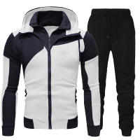 Traje De Deporte Casual Para Hombre Con Capucha Y Cremallera Pantalones Y Sudadera 2 Piezas Running Fitness Suéter De Punto Completo - details 4