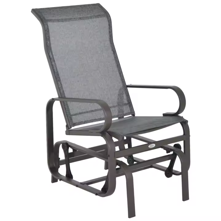 Mecedora Silla de Jardín 60x75x104cm Metal Jardín Columbio Terraza Balcón Con Línea de Texto - 1