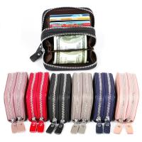 Cartera Pequeña De Cuero Genuino Para Mujer Con Cierre De Cremallera Y Bloqueo RFID Porta Tarjetas De Crédito Caso De Reposición - details 1