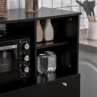 HOMCOM Mueble Auxiliar de Cocina Mueble para Microondas Aparador de Cocina con Cajón Estantes 3 Puertas 3 Compartimientos Diseño Anti-vuelco para Comedor 90x40x120 cm Negro - details 3