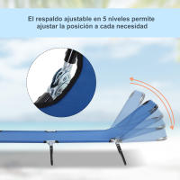 Outsunny Tumbona Plegable Reclinable con Ángulo Ajustable de 5 Posiciones para Jardín Exterior Piscina Terraza Camping Carga 120 kg 190x56x28 cm - details 3