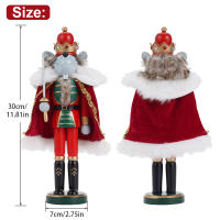 Nutcrackador De Madera 30CM Soldado Figura Artesanal Decoración De Navidad Para Escritorio Casa Regalo Para Niños - details 2