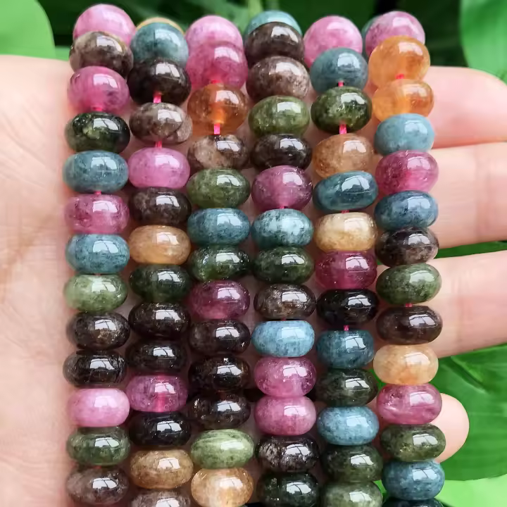 Cuentas De Turmalina Coloridas 5x8mm Redondas Naturales Para DIY Joyería Accesorios Para Pulseras Hechas a Mano - 1