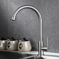 Grifo De Cocina De Acero Inoxidable 1Pc Grifo Frío De 360 Grados Giratorio Instalación Soporte Único Acero Inoxidable Para Cocina - details 6