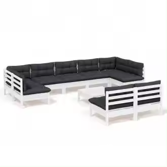 VIDAXL 3097206 juego de muebles para exteriores de madera maciza de pino blanco y gris antracita 10 piezas - 1