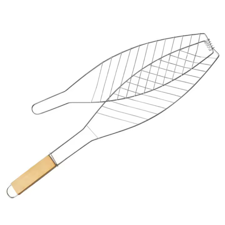Cesta De Asado Para Pescado Flexible Con Red Antideslizante Y Mango Plegable Herramienta De Barbacoa Portátil Para Camping Mesh Para Hamburgesas - 1