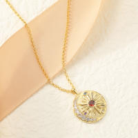 Encanto Collar con colgante de sol y luna de circonita sintética de cobre y temperamento a la moda para mujer, ideal como regalo de fiesta. - details 5