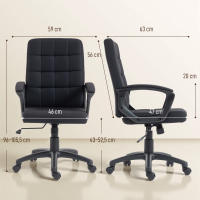 Vinsetto Silla de Oficina, Silla de Escritorio Giratoria, Tapizada en Lino Sintético, Altura Ajustable, Basculante, Respaldo Medio, con Reposabrazos, Ruedas, Negro - details 2