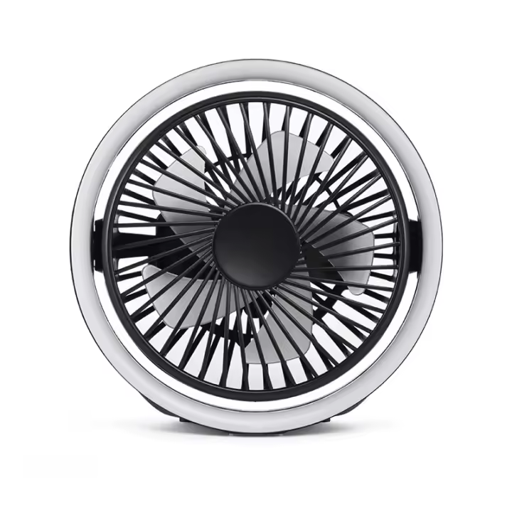 Pequeño Ventilador de Escorio USB with Luz LED, Mini Ventiladores Portátil, Ventilador Mesa Recargable, Giratory 180 °, Ventoinha Silencioso para Dormir, Oficina, Hogar y Acampar - 1
