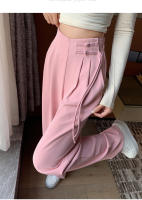 Pantalones Anchos De Pierna Para Mujer Cintura Alta Botones Elegante Minimalista Primavera Verano Sueltos Rectos De Poliéster - details 3