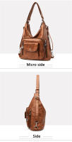 Mochila De Viaje Para Mujer En Cuero PU Lavado Bolsa De Hombro Escolar Bandolera 2024 Capacidad De 20-35 Litros Estilo Casual - details 14