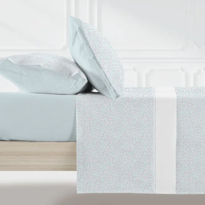 Manterol - Juego de sábanas estampado floral cerezas. Calidad 50% Algodón 50% Poliéster. Incluye bajera ajustable, encimera y fundas de almohada. Sábana ligera y fresca, ideal para primavera, verano y entretiempo. - 1