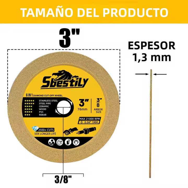 3pcs Disco De Corte Con Diamante 75mm Para Metal Cerámica Madera Y Acero Herramienta De Tratamiento De Superficies Para Amoladora De Ángulo - 1